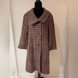 Tiny Anthropologie Houndstooth Tweed Jacket Coat Medium Purple Orange Retro